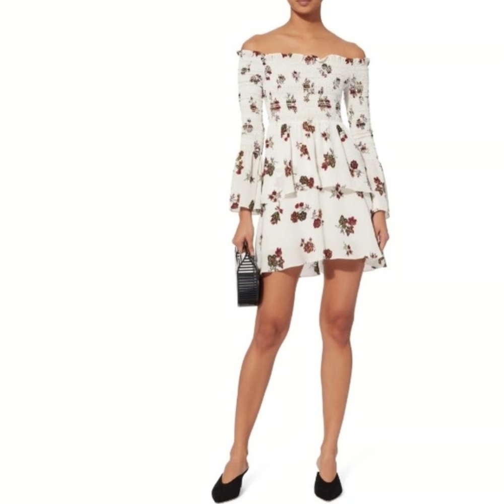 A.L.C. White Floral Off-Shoulder Mini Dress